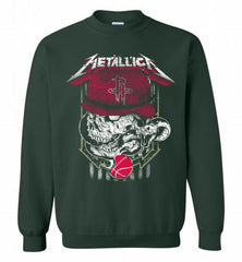 Metallica Skull Snake Houston Rockets Crewneck Sweatshirt - zezetee