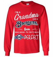 I'M A Grandma And A Milwaukee Brewers Fans Gift Gildan Long Shirt - zezetee