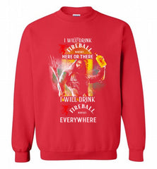 AQUAMAN I WILL DRINK FIREBALL HERE THERE I WILL DRINK FIREBALL EVERYWHERE Crewneck Sweatshirt - zezetee