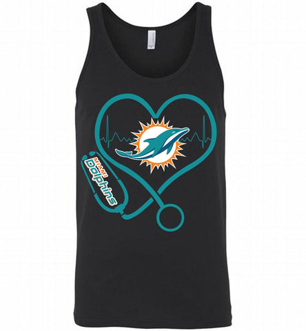 Nurse Heartbeat Miami Dolphins Tank - zezetee