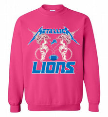 Metallica Detroit Lions Logo Crewneck Sweatshirt - zezetee