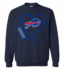 Nurse Heartbeat Buffalo Bills Crewneck Sweatshirt - zezetee