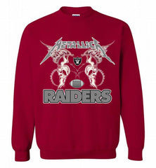 Metallica Oakland Raiders Logo Crewneck Sweatshirt - zezetee