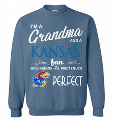 I'M A Grandma And A Kansas Jayhawks Fan Crewneck Sweatshirt - zezetee