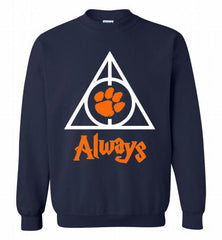 CLEMSON TIGERS UNIVERSITY PAW DEATHLY HALLOWS ALWAYS GIFT Crewneck Sweatshirt - zezetee