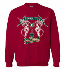 Metallica Oakland Athletics Logo Crewneck Sweatshirt - zezetee