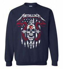 Metallica Snake Skull Calgary Flames Logo Crewneck Sweatshirt - zezetee