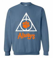 CLEMSON TIGERS UNIVERSITY PAW DEATHLY HALLOWS ALWAYS GIFT Crewneck Sweatshirt - zezetee
