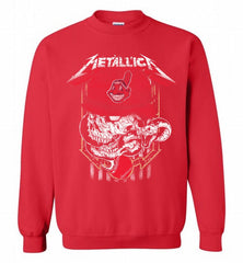 Metallica Skull Cleveland Indians Logo Crewneck Sweatshirt - zezetee
