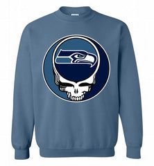 Seattle Seahawks Grateful Dead Logo Band Crewneck Sweatshirt - zezetee