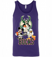 Mickey Goofy Donald Loves Milwaukee Bucks Basketball Fans Tank - zezetee