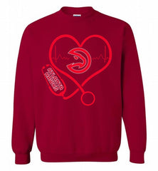 Nurse Heartbeat Love Atlanta Hawks Crewneck Sweatshirt - zezetee