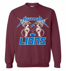 Metallica Detroit Lions Logo Crewneck Sweatshirt - zezetee