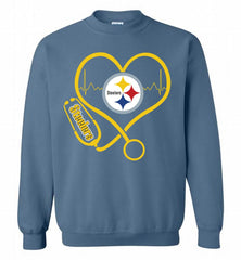 Nurse Heartbeat Pittsburgh Steelers Crewneck Sweatshirt - zezetee