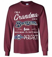 I'M A Grandma And A Milwaukee Brewers Fans Gift Gildan Long Shirt - zezetee