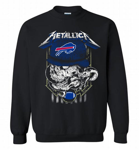 Metallica Skull Snake Buffalo Bills Crewneck Sweatshirt - zezetee