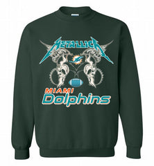 Metallica Miami Dolphins Logo Crewneck Sweatshirt - zezetee