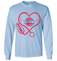 Nurse Heartbeat Love Detroit Pistons Gildan Long Shirt - zezetee