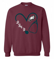 PHILADELPHIA EAGLES LOVE NURSE FLY EAGLES FLY Crewneck Sweatshirt - zezetee