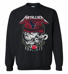 Metallica Skull Snake Houston Texans Crewneck Sweatshirt - zezetee