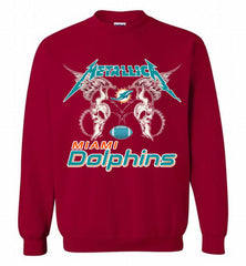 Metallica Miami Dolphins Logo Crewneck Sweatshirt - zezetee