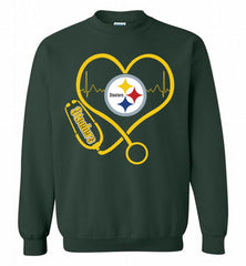 Nurse Heartbeat Pittsburgh Steelers Crewneck Sweatshirt - zezetee