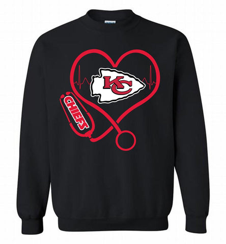 Nurse Heartbeat Kansas City Chiefs Crewneck Sweatshirt - zezetee