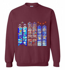 3-Vitraux Cathedrale Notre Dame de Rodez Crewneck Sweatshirt - zezetee