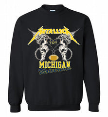 Metallica Michigan Wolverines Logo Crewneck Sweatshirt - zezetee