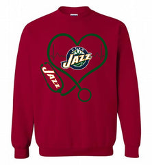 Nurse Heartbeat Love Utah Jazz Crewneck Sweatshirt - zezetee