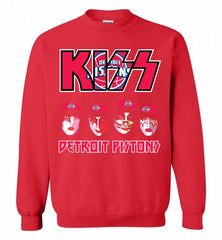Kiss Detroit Pistons Logo Crewneck Sweatshirt - zezetee
