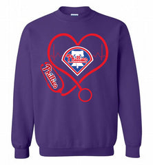 Nurse Heartbeat Philadelphia Phillies Crewneck Sweatshirt - zezetee