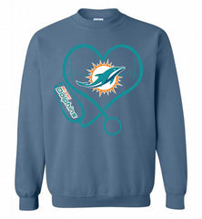 Nurse Heartbeat Miami Dolphins Crewneck Sweatshirt - zezetee