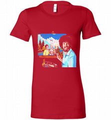 BOB ROSS PAINTING THE GOLDEN GIRL Bella Ladies Tee - zezetee