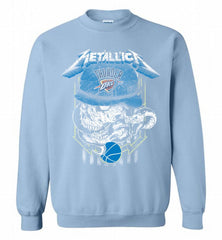 Metallica Skull Snake Oklahoma City Thunder Crewneck Sweatshirt - zezetee