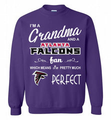 I'M A Grandma And A Falcons Fans I'm Pretty Much Perfect Crewneck Sweatshirt - zezetee