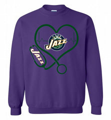 Nurse Heartbeat Love Utah Jazz Crewneck Sweatshirt - zezetee
