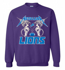 Metallica Detroit Lions Logo Crewneck Sweatshirt - zezetee