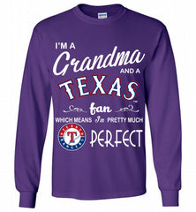 I'M A Grandma And A Texas Rangers Fans Gift Gildan Long Shirt - zezetee