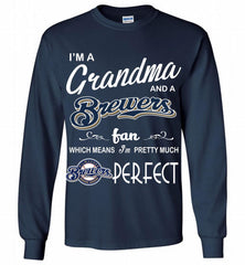 I'M A Grandma And A Milwaukee Brewers Fans Gift Gildan Long Shirt - zezetee