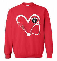 HEART 3-4 NURSE OAKLAND RAIDERS= Crewneck Sweatshirt - zezetee