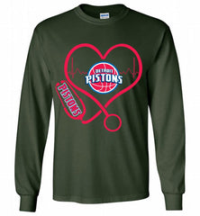 Nurse Heartbeat Love Detroit Pistons Gildan Long Shirt - zezetee
