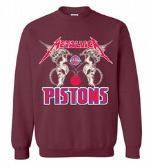 Metallica Detroit Pistons Logo Crewneck Sweatshirt - zezetee