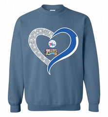 Philadelphia 76ers In Diamond Heart Crewneck Sweatshirt - zezetee