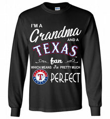 I'M A Grandma And A Texas Rangers Fans Gift Gildan Long Shirt - zezetee