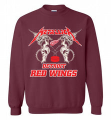 Metallica Detroit Red Wings Logo Crewneck Sweatshirt - zezetee