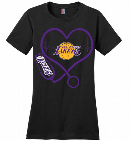 Nurse Heartbeat Love Los Angeles Lakers Ladies Perfect - zezetee