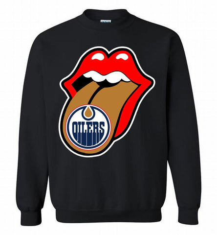 Edmonton Oilers x The Rolling Stones Logo Crewneck Sweatshirt - zezetee