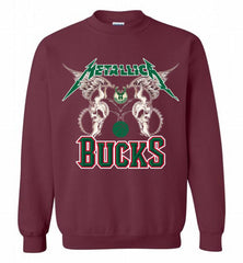 Metallica Milwaukee Bucks Logo Crewneck Sweatshirt - zezetee