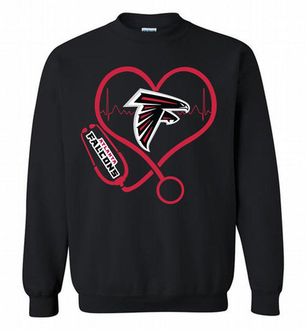 Nurse Heartbeat Atlanta Falcons Crewneck Sweatshirt - zezetee